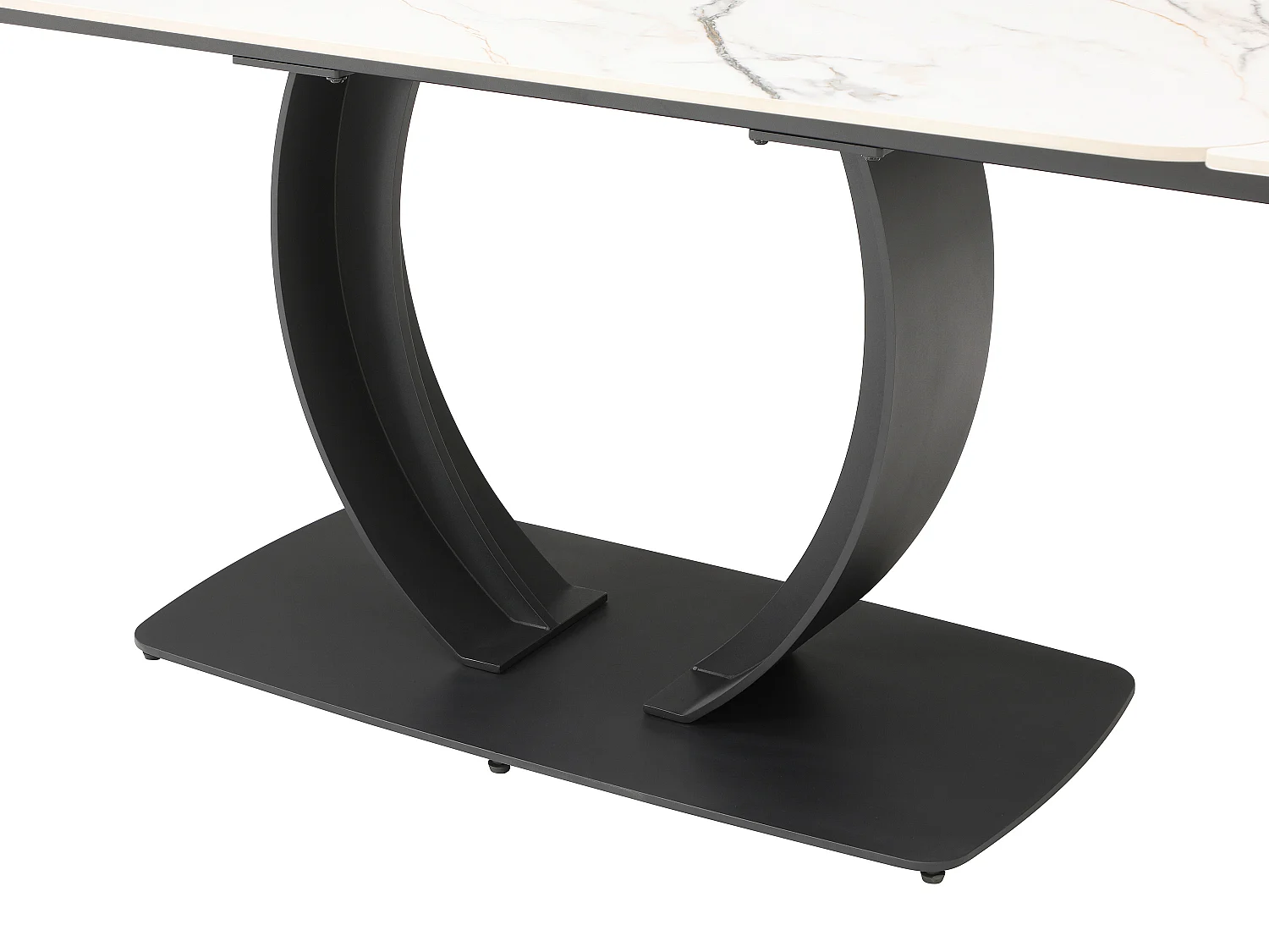 Table à manger extensible 6 à 10 personnes en céramique et métal noir - Effet marbre blanc - OLIFIA de Maison Céphy