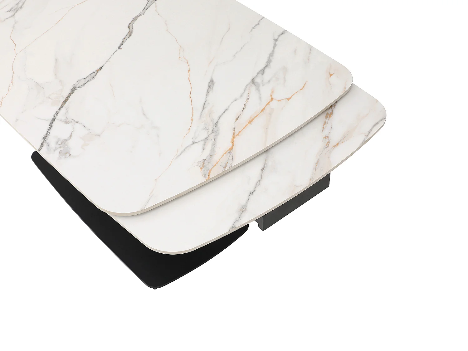 Table à manger extensible 6 à 10 personnes en céramique et métal noir - Effet marbre blanc - OLIFIA de Maison Céphy