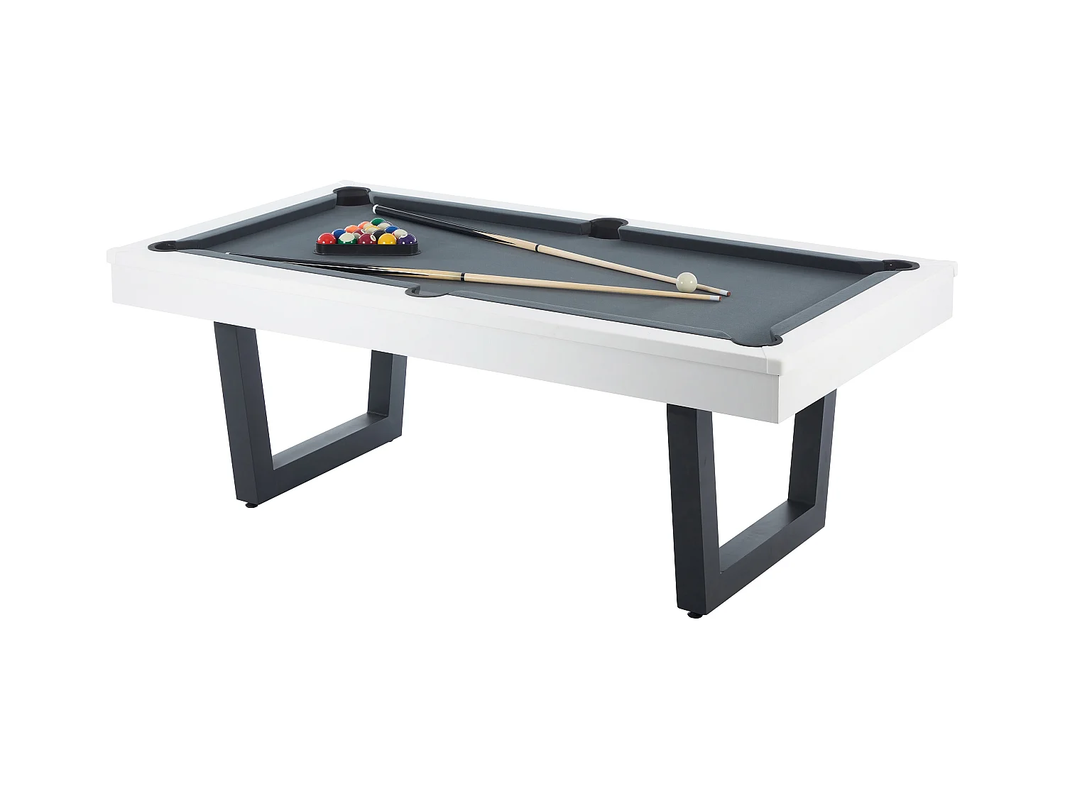 Multifunktionstisch - Billard & Tischtennis - 213,4 x 111,8 x 78,5 cm - Weiß & Schwarz - MELIAN