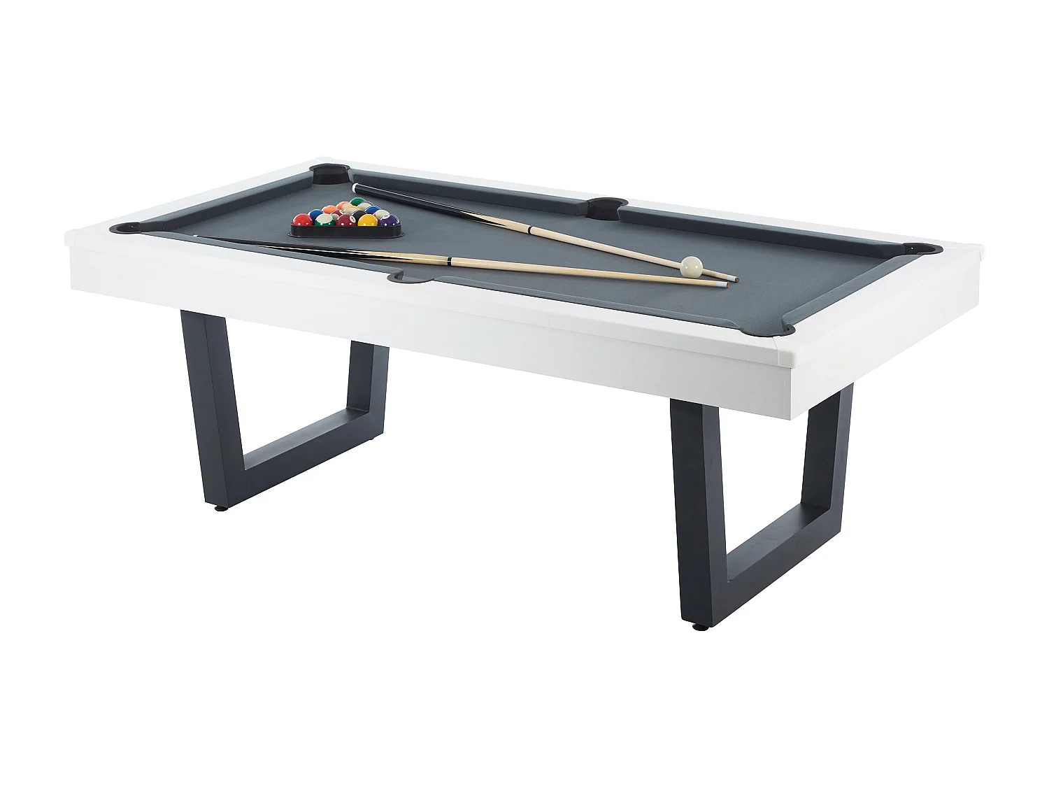 Table transformable - Billard & Ping-pong - Coloris blanc et noir - L213,4 x P111,8 x H78,5 cm - MELIAN