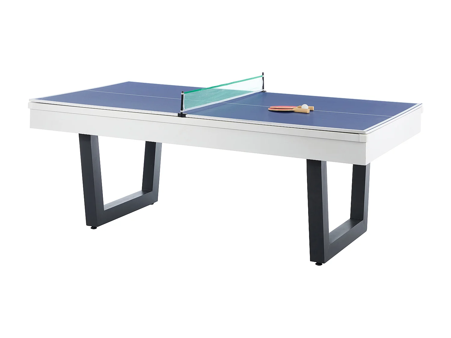 Table transformable - Billard & Ping-pong - Coloris blanc et noir - L213,4 x P111,8 x H78,5 cm - MELIAN
