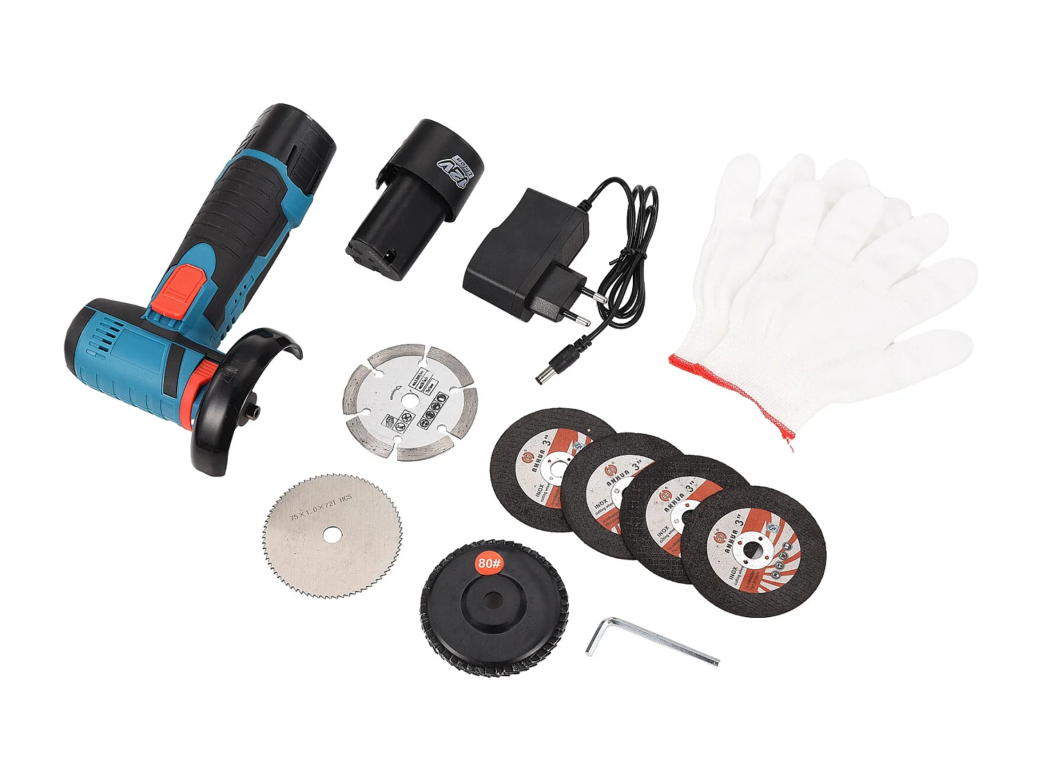 Mini meuleuse d'angle sans fil 19500 tr/min avec batterie Flex, pour poncer, séparer et polir avec 2 batteries 12 V 2000 mAh