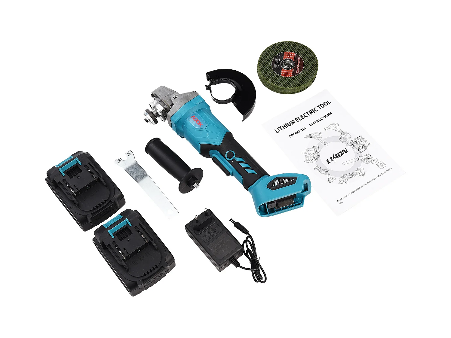 Meuleuse D'angle Brushless - Meuleuse angulaire sans fil - (Ø Disque à Ébarber/à Tronçonner:125 mm) - 2 Batterie lithium-ion 21V 3.0Ah et 1 chargeur