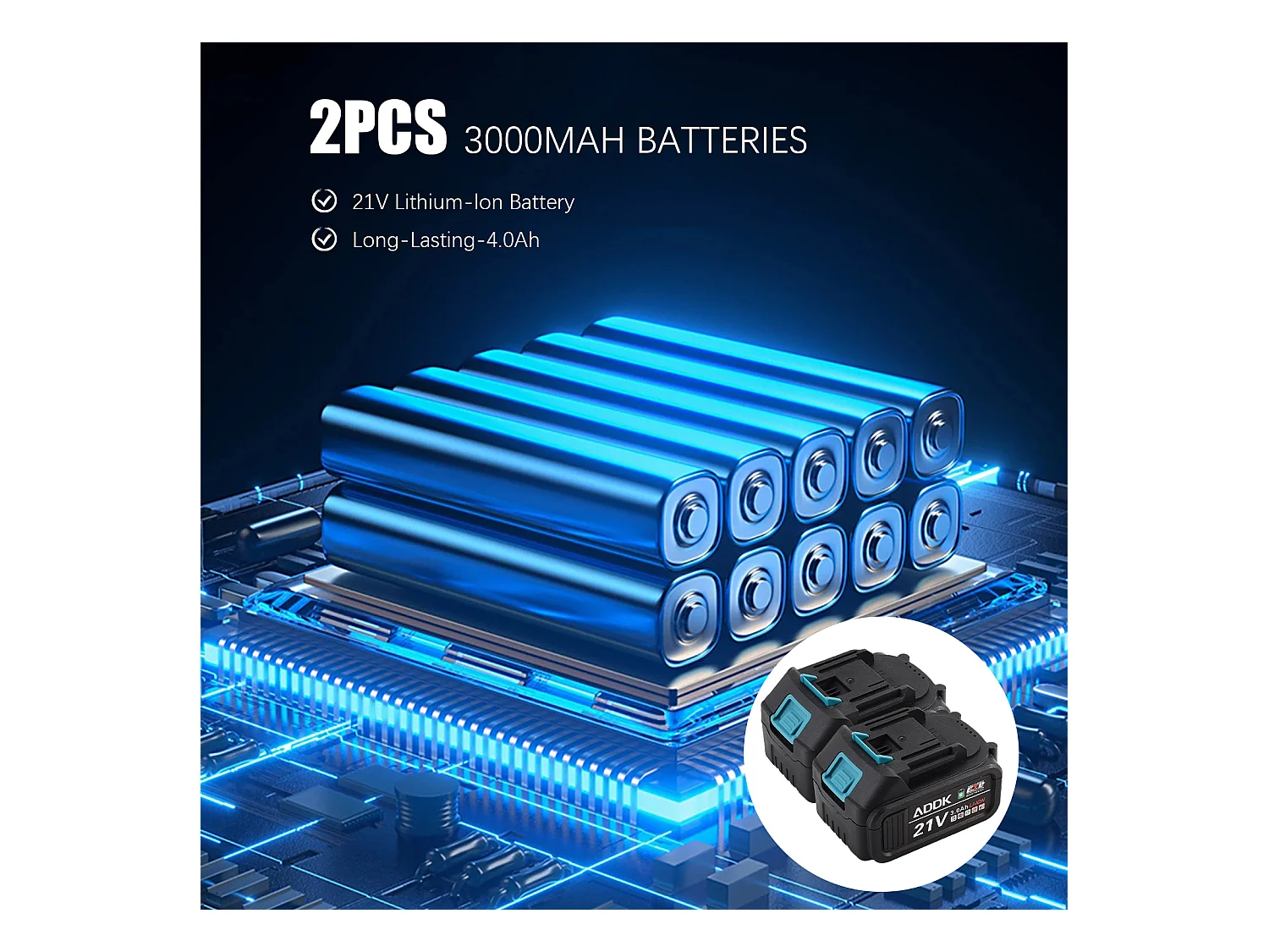 Meuleuse D'angle Brushless - Meuleuse angulaire sans fil - (Ø Disque à Ébarber/à Tronçonner:125 mm) - 2 Batterie lithium-ion 21V 3.0Ah et 1 chargeur