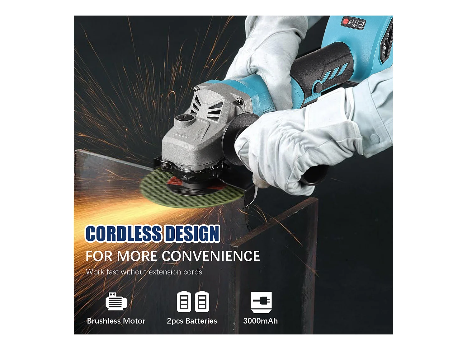 Meuleuse D'angle Brushless - Meuleuse angulaire sans fil - (Ø Disque à Ébarber/à Tronçonner:125 mm) - 2 Batterie lithium-ion 21V 3.0Ah et 1 chargeur