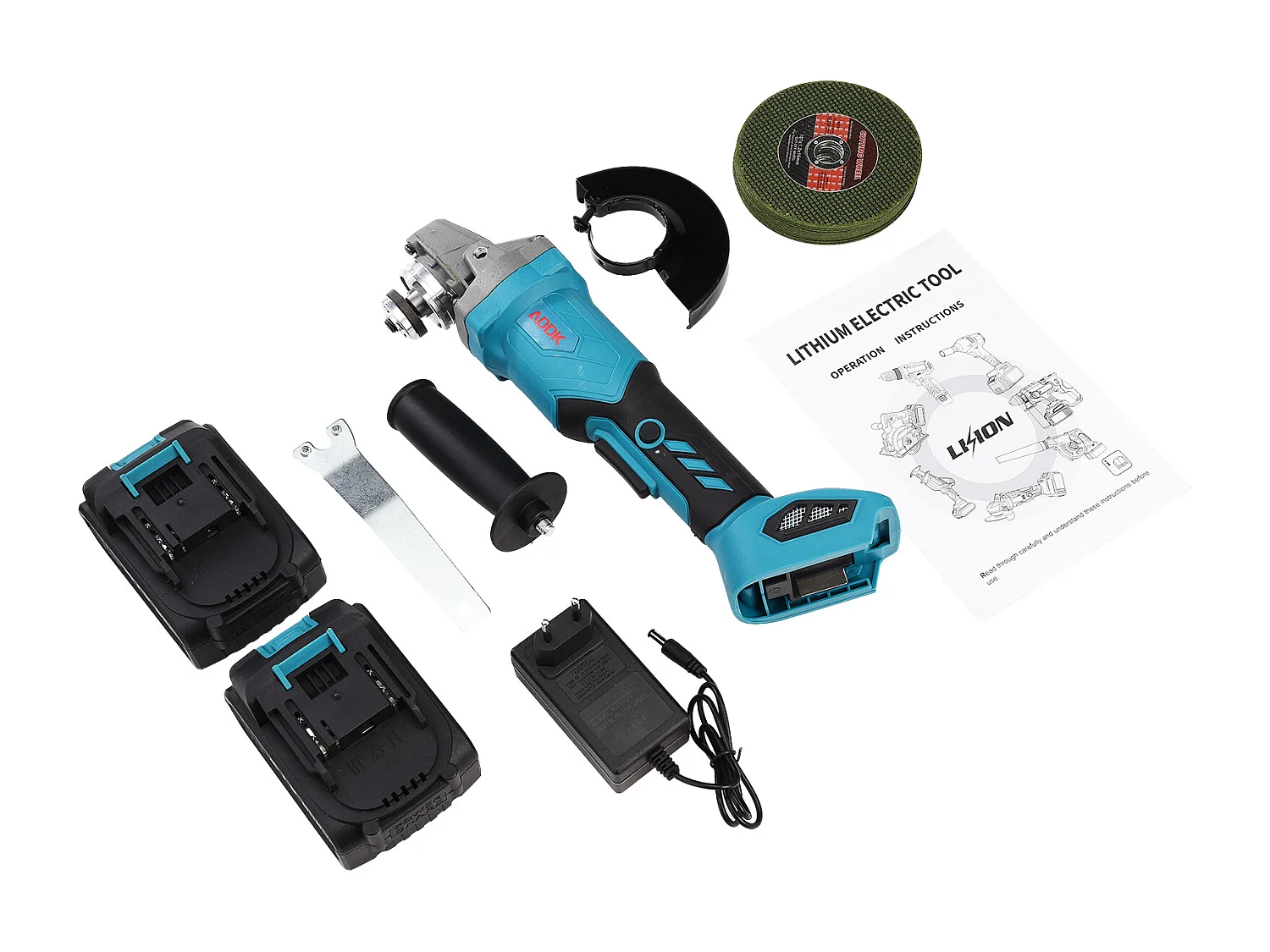 Meuleuse D'angle Brushless - Meuleuse angulaire sans fil - (Ø Disque à Ébarber/à Tronçonner:125 mm) - 2 Batterie lithium-ion 21V 3.0Ah et 1 chargeur