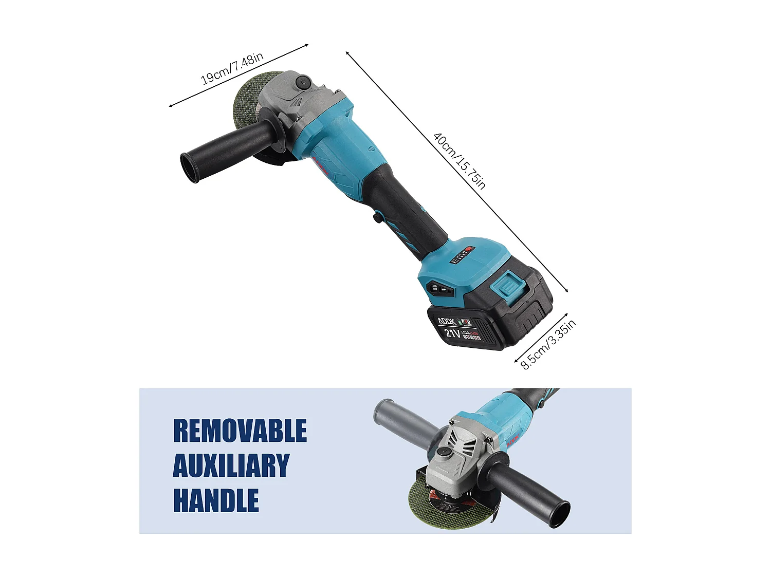 Meuleuse D'angle Brushless - Meuleuse angulaire sans fil - (Ø Disque à Ébarber/à Tronçonner:125 mm) - 2 Batterie lithium-ion 21V 3.0Ah et 1 chargeur