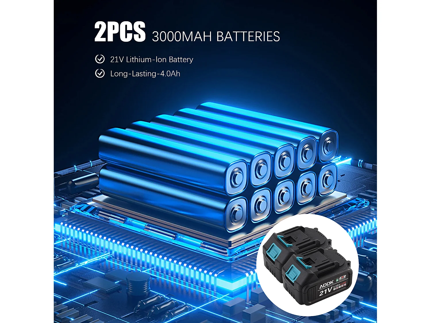 Meuleuse D'angle Brushless - Meuleuse angulaire sans fil - (Ø Disque à Ébarber/à Tronçonner:125 mm) - 2 Batterie lithium-ion 21V 3.0Ah et 1 chargeur
