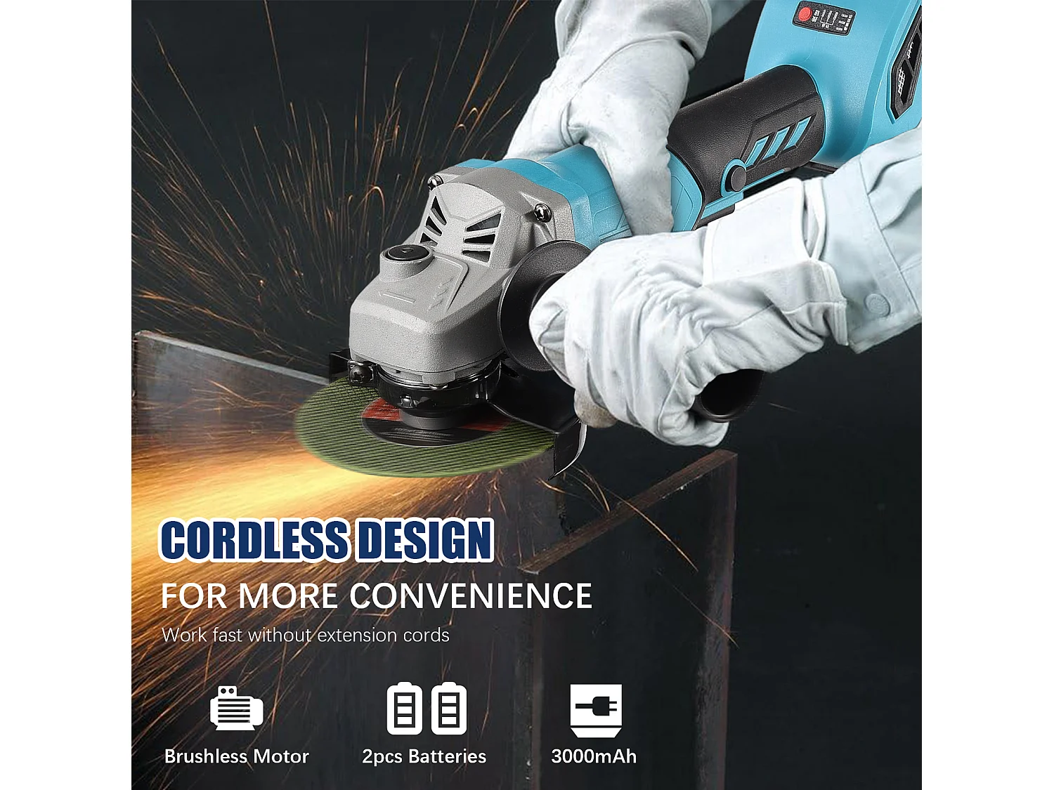 Meuleuse D'angle Brushless - Meuleuse angulaire sans fil - (Ø Disque à Ébarber/à Tronçonner:125 mm) - 2 Batterie lithium-ion 21V 3.0Ah et 1 chargeur