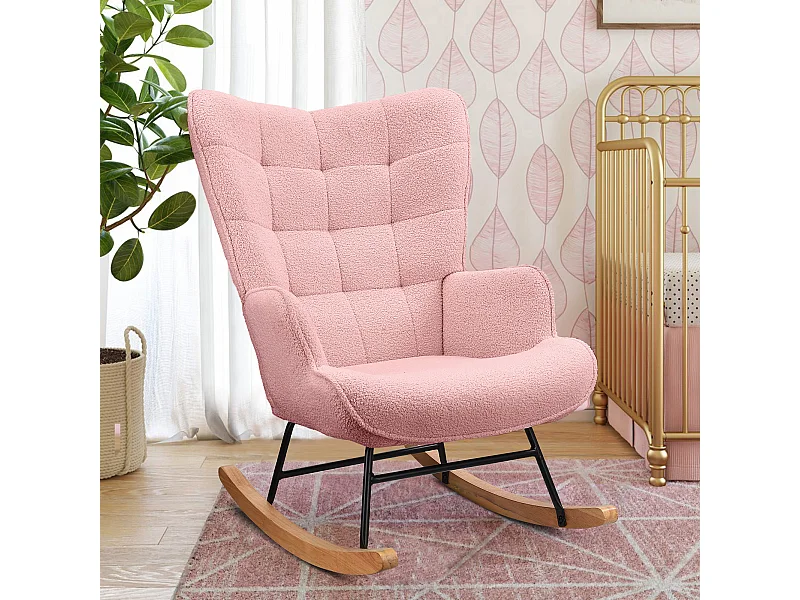 Schaukelstuhl für Erwachsene – Ergonomischer Schaukelstuhl für den Außenbereich – für Wohnzimmer – Garten – Schlafzimmer – Rosa