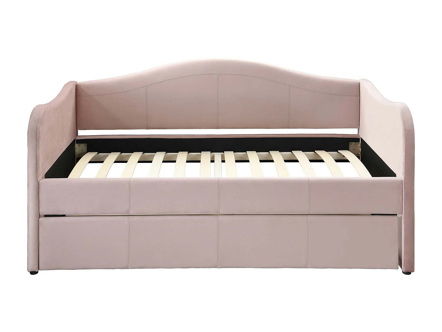 Cama banco dupla 2 x 90 x 190 cm veludo cor-de-rosa + colchão - MATHILDE