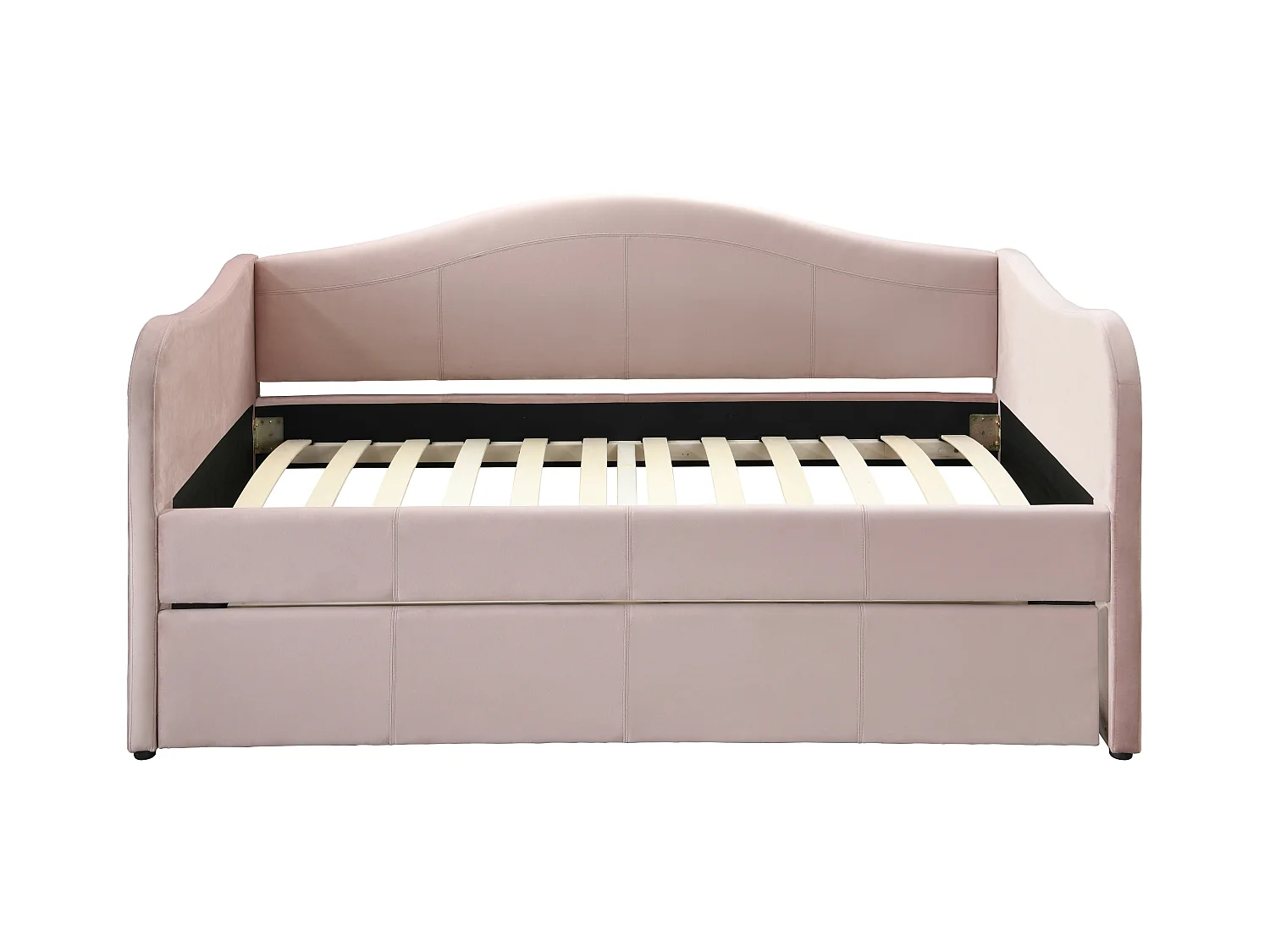 Bedbank met uitschuifbed 2 x 90 x 190 cm - Fluweel - Roze + Matras - MATHILDE