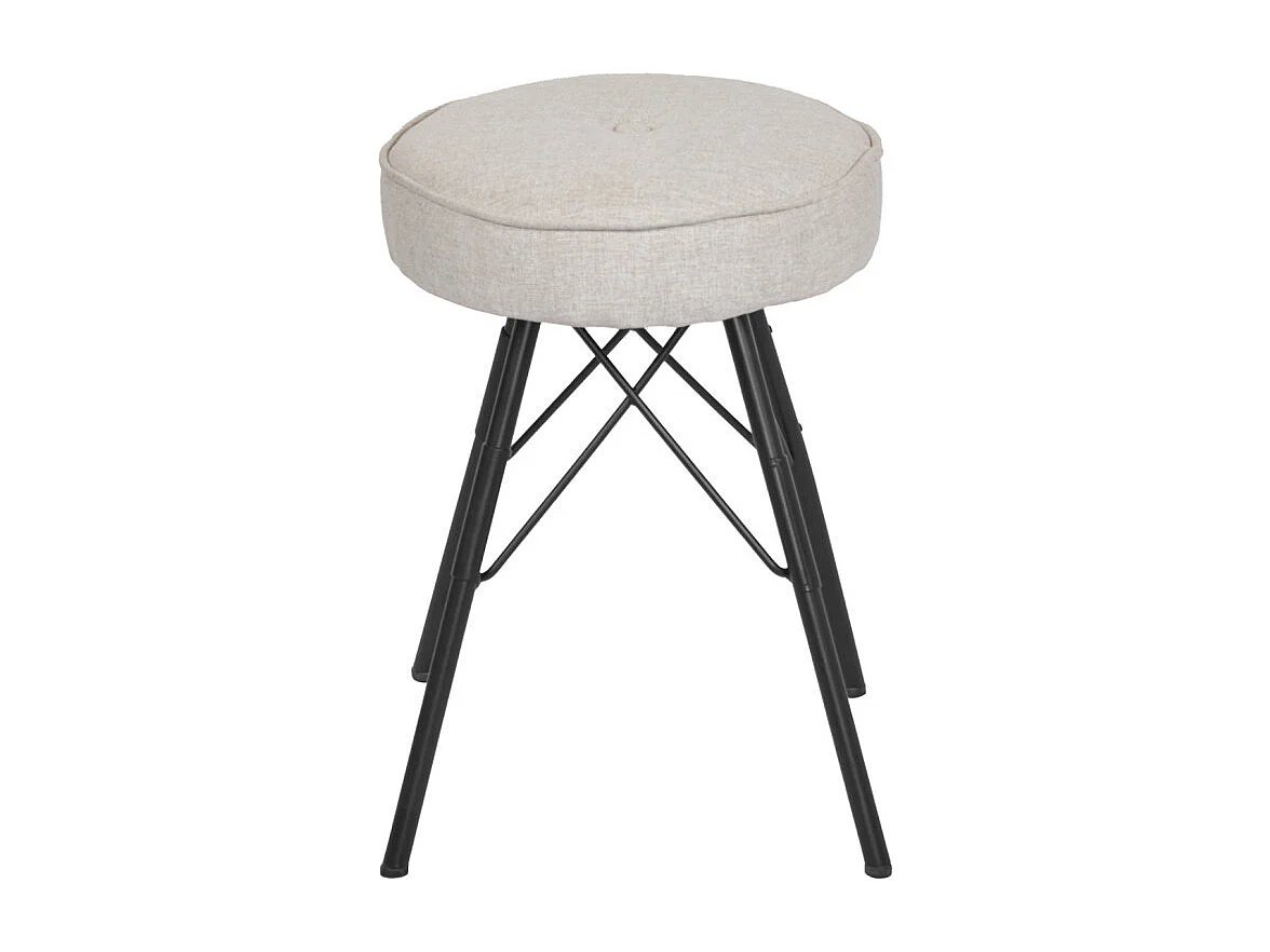 Tabouret H. 45 cm tissu chiné gris clair et pieds en métal - IDA 7483