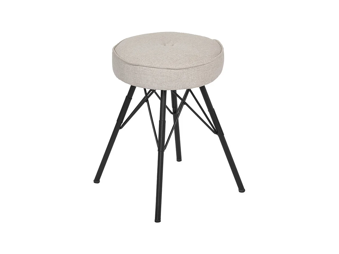 Tabouret H. 45 cm tissu chiné gris clair et pieds en métal - IDA 7483