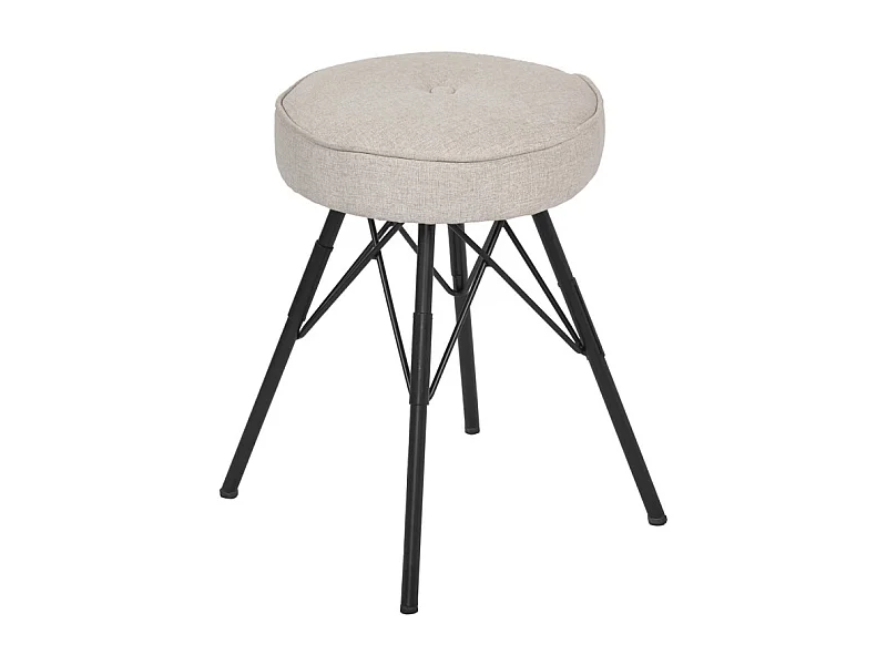 Tabouret H. 45 cm tissu chiné gris clair et pieds en métal - IDA 7483