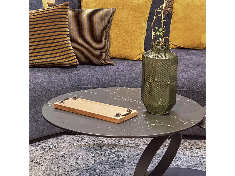 Plateau apéro 38 cm en bois de teck recyclé et poignées métal – BROOKE