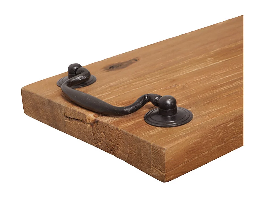 Plateau apéro 38 cm en bois de teck recyclé et poignées métal – BROOKE