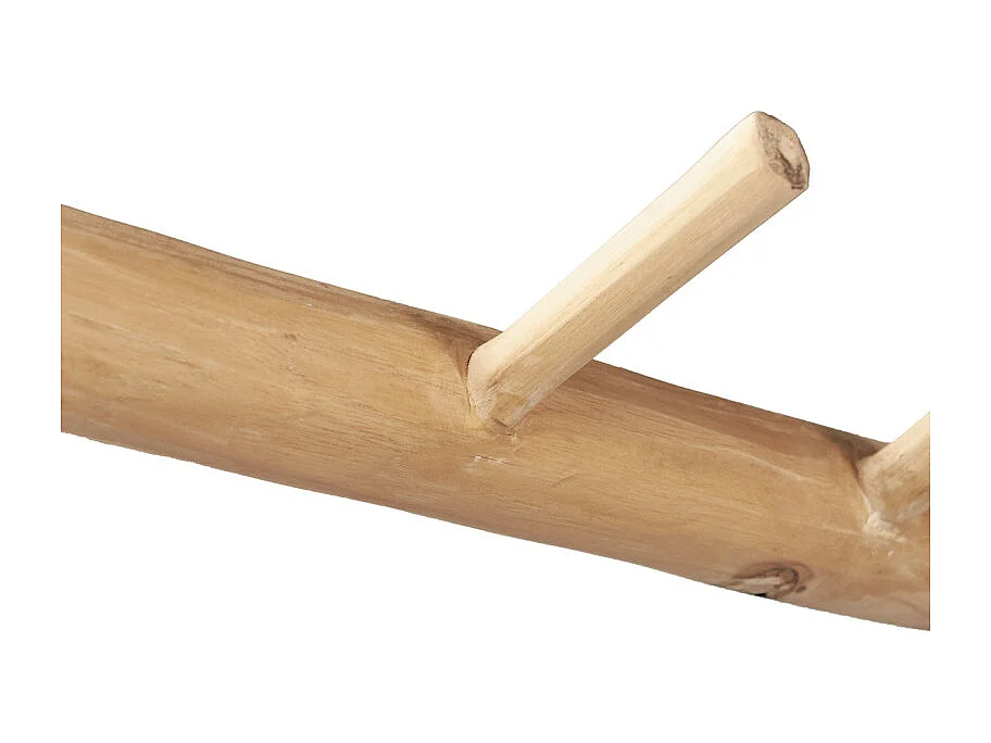 Meuble d’entrée rustique / portemanteau en bois de teck clair – NIO