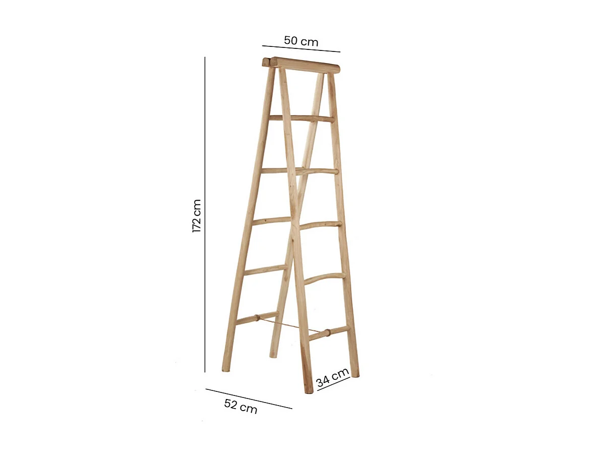 Porte-serviettes et linge 180 cm 5 niveaux en bois teck clair – ANKSA