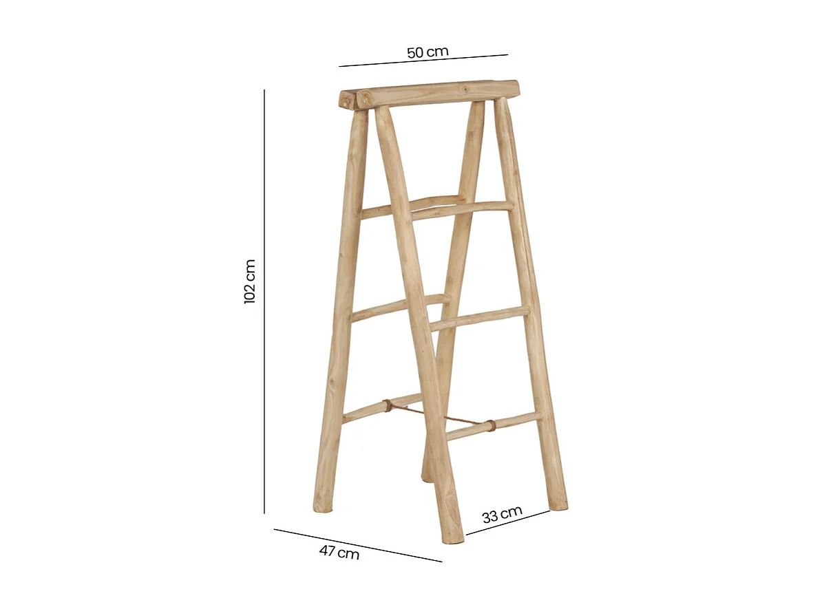 Porte-serviettes et linge 102 cm 3 niveaux en bois teck clair – ANKSA