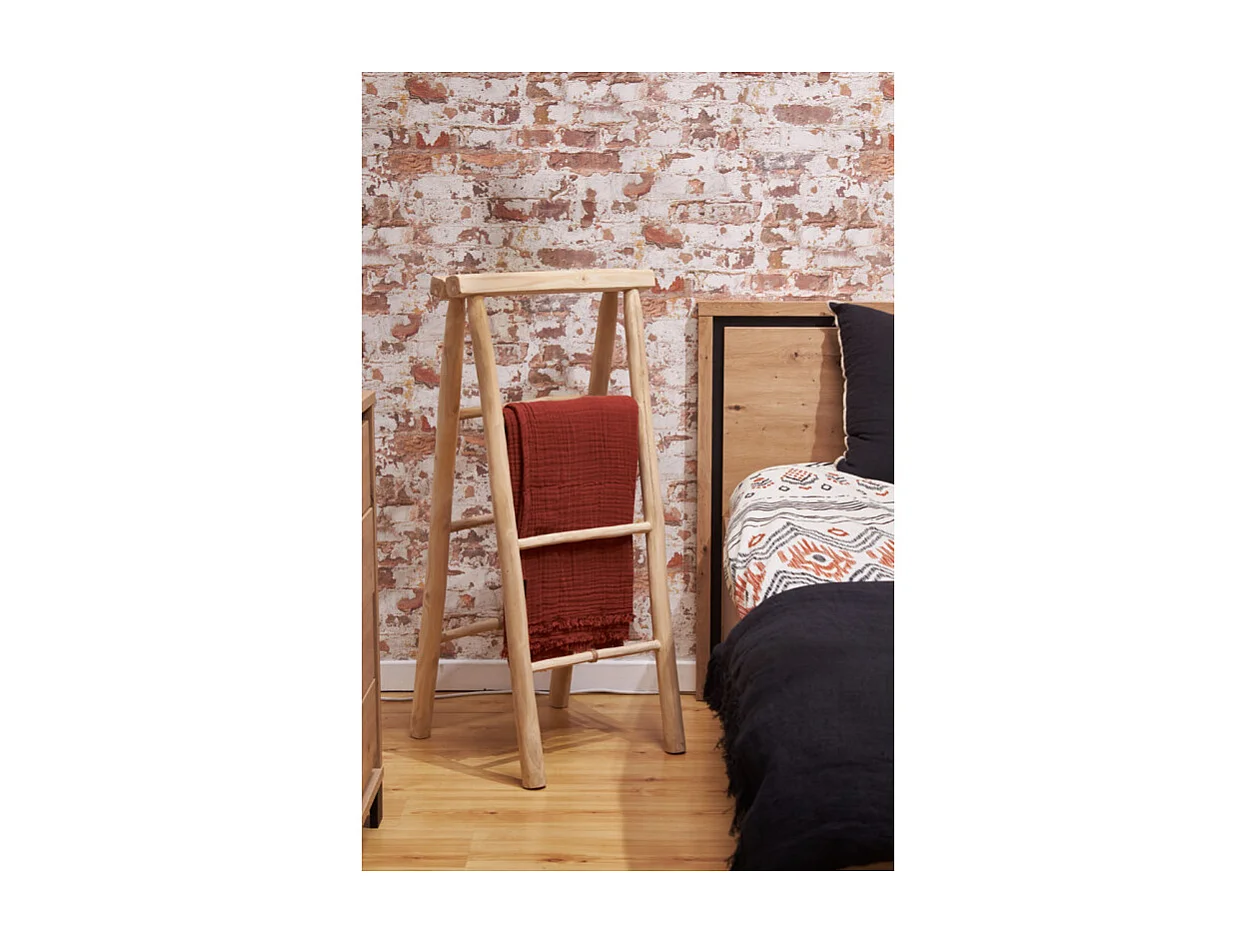 Porte-serviettes et linge 102 cm 3 niveaux en bois teck clair – ANKSA