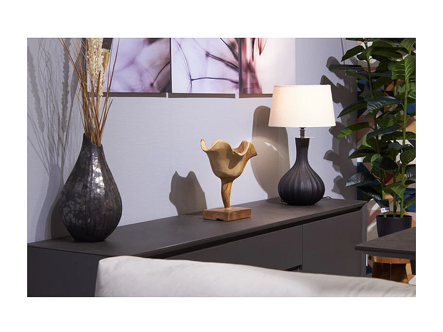 Petite sculpture fleur 30 cm en racine de bois de teck bicolore – RHEA