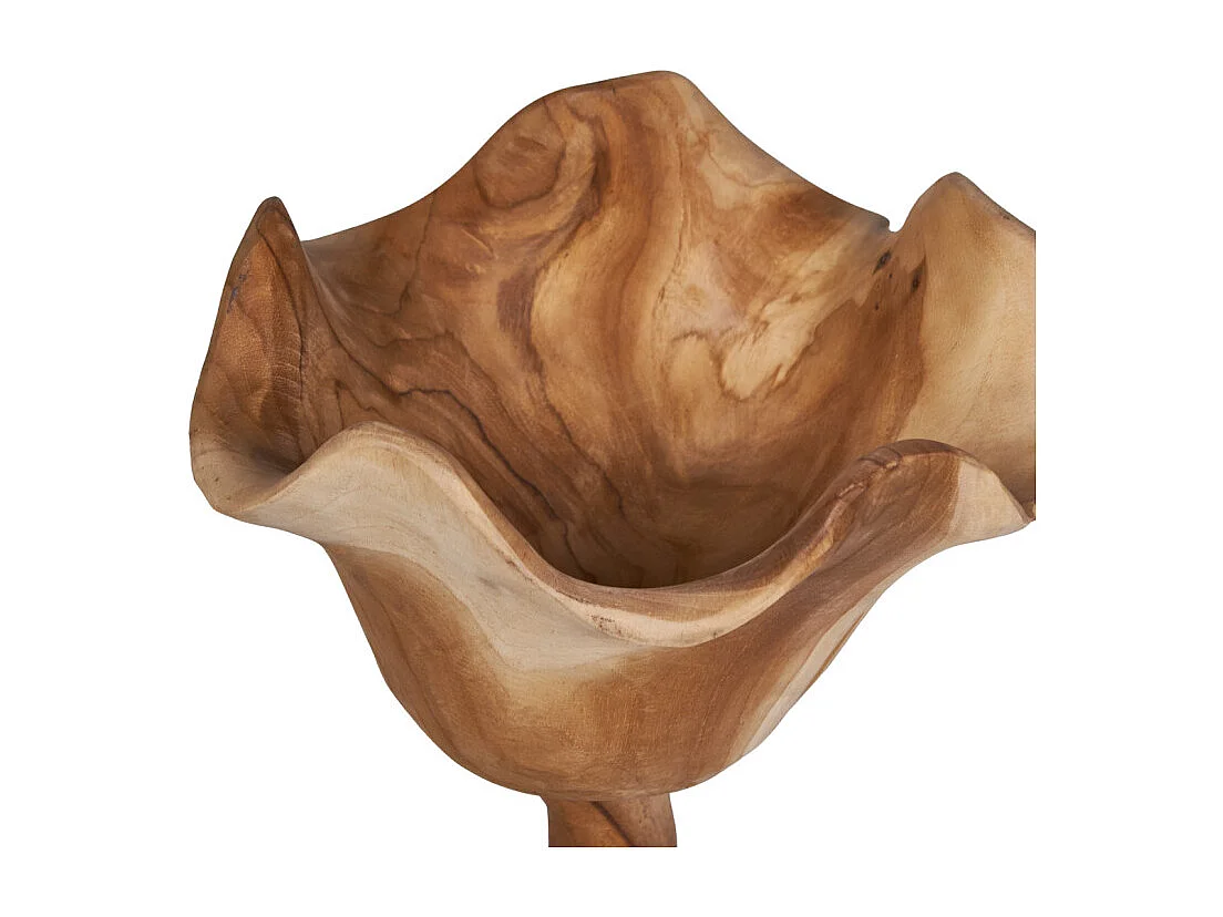 Petite sculpture fleur 30 cm en racine de bois de teck bicolore – RHEA