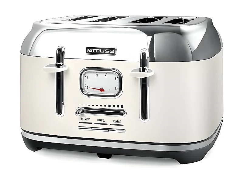 TOASTER 1800W 4 TRANCHES REGLAGE ET INDICATEUR BRUNISSEMLENT CREME INOX MUSE - MS131SC