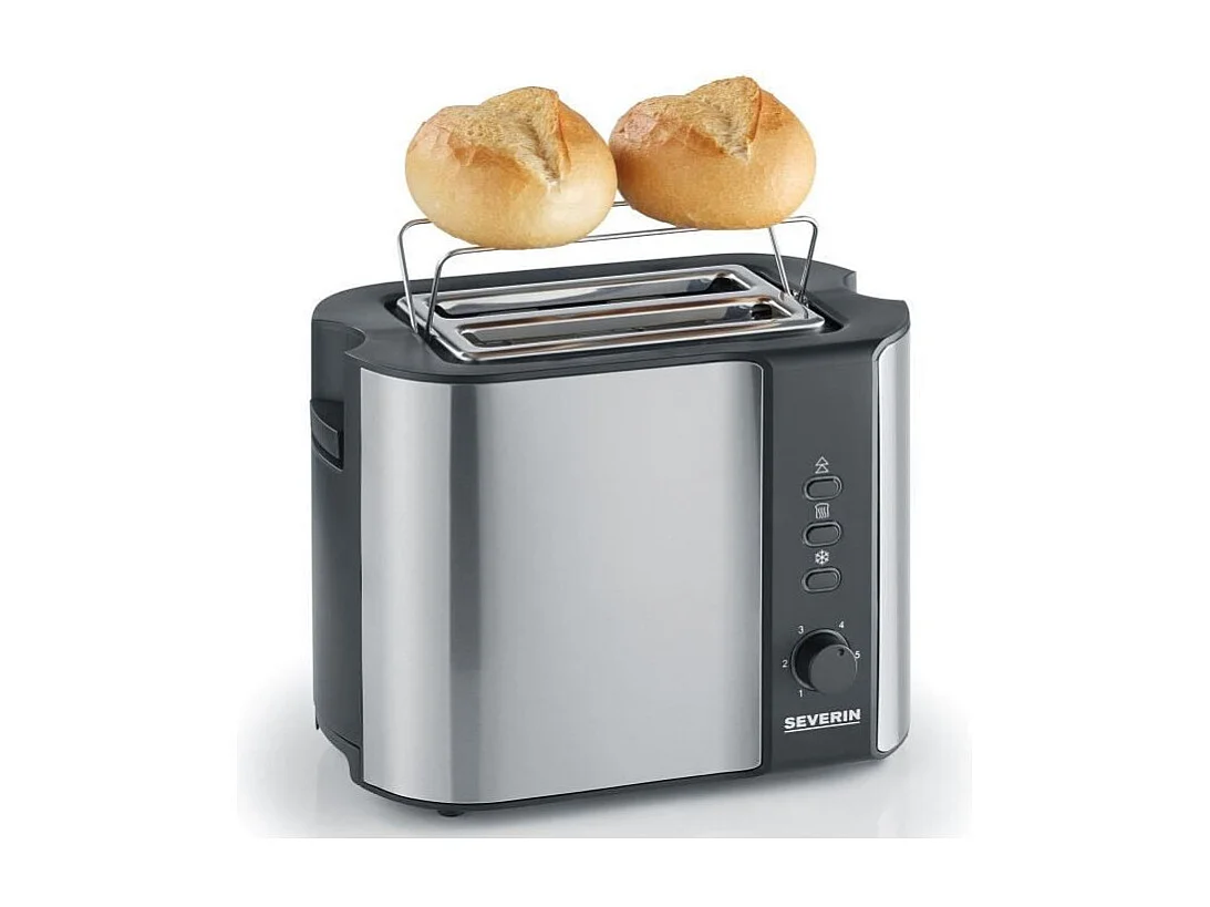 SEVERIN AT2589 Grille-pain, 2 fentes pour 2 tranches : griller, degeler et rechauffer, support viennoiseries, centrage auto, Ino