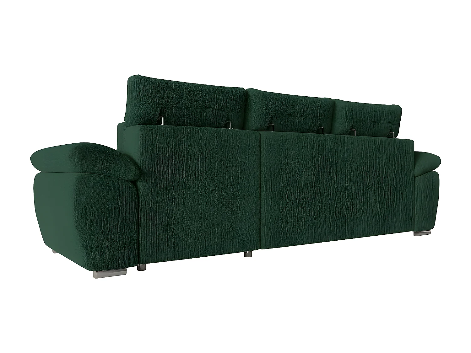 Canapé d'angle 4 places Komeco réversible convertible avec coffre en tissu bouclette - Vert foncé - L265 x P166 x H91cm - Loungitude