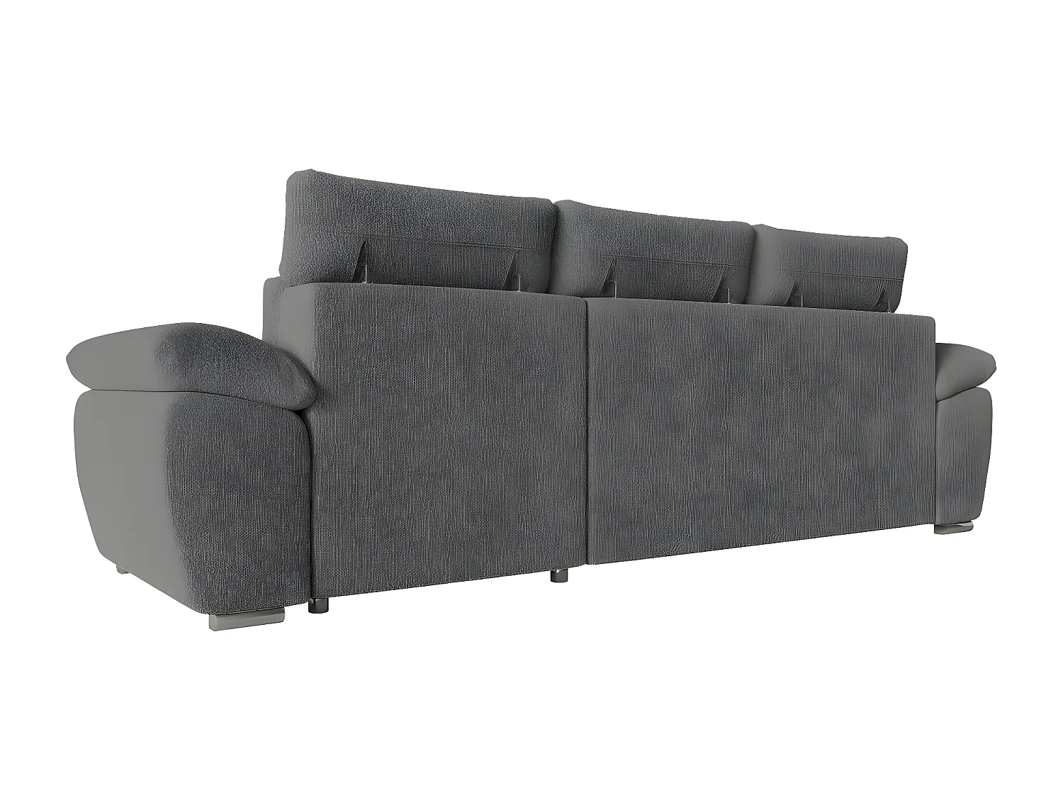 Canapé d'angle 4 places Komeco réversible convertible avec coffre en tissu bouclette - Gris - L265 x P166 x H91cm - Loungitude