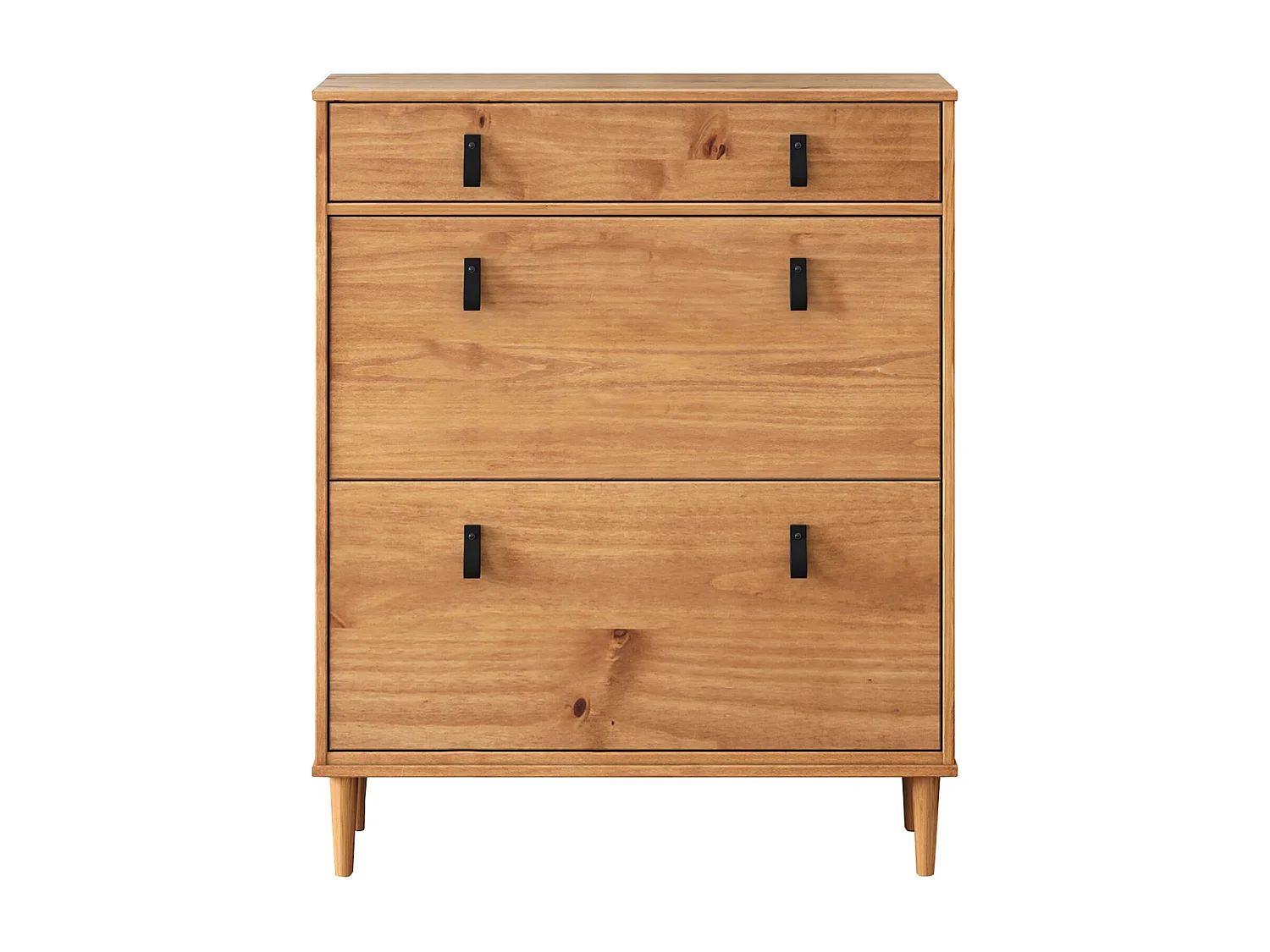 Meuble à chaussures MIKKA, étagère à chaussure bois avec 2 abattants et 1 tiroir de rangement en pin massif coloris chêne