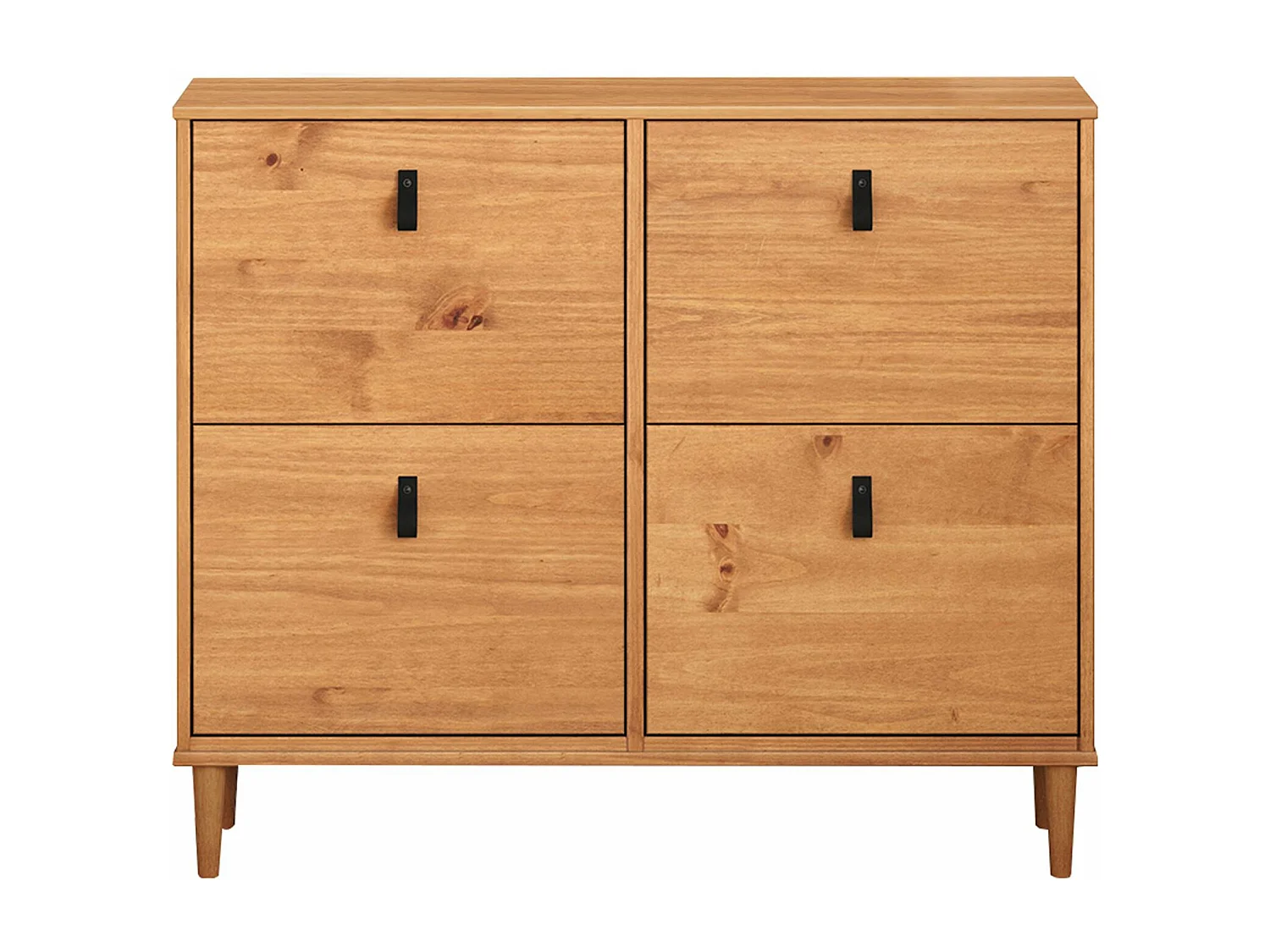 Meuble à chaussures MIKKA en bois, étagère à chaussures bois, rangement avec 4 abattants en pin massif couleur chêne