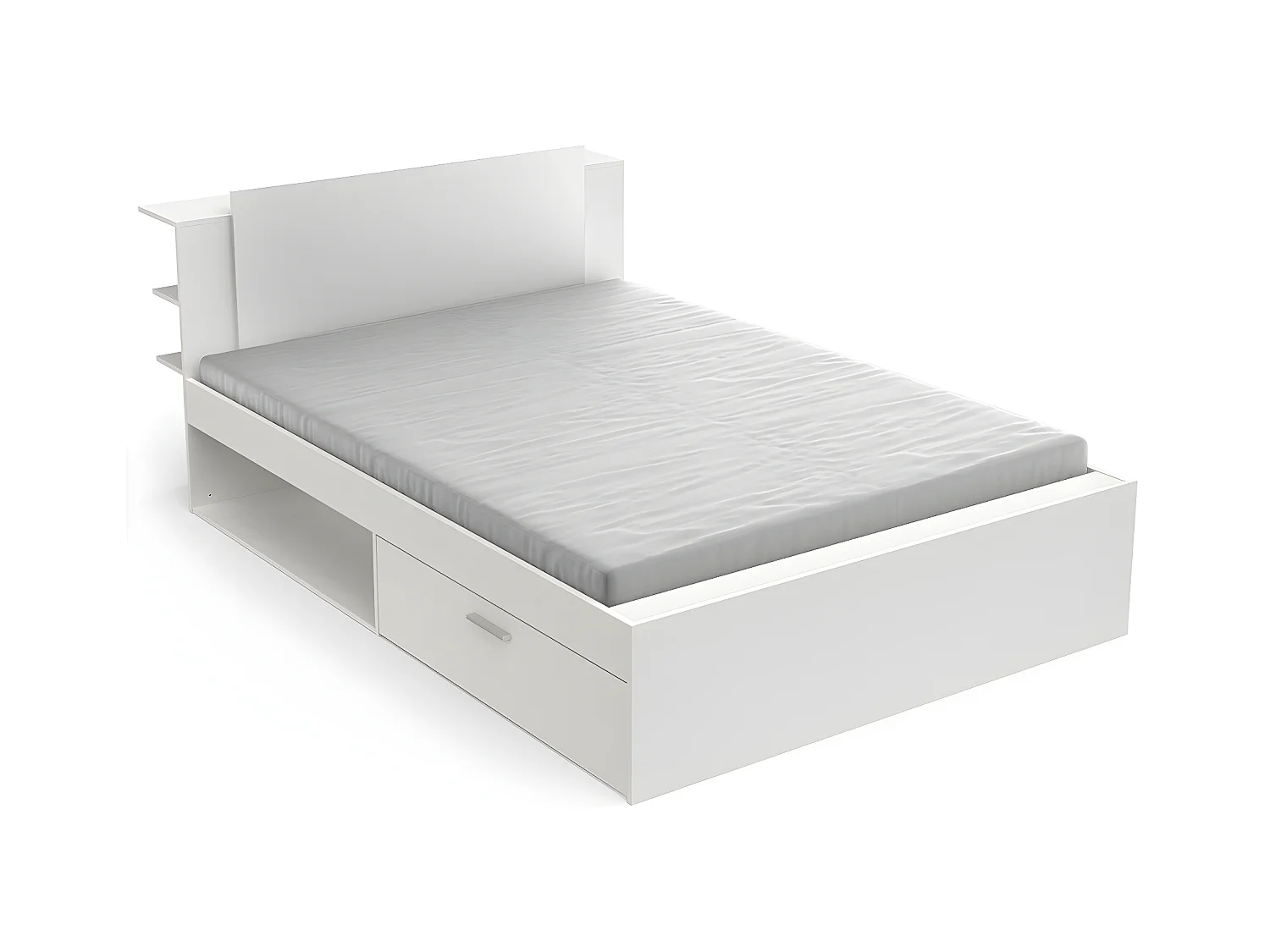 Bett in 140x190/200 cm mit 2 Schubladen und 2 Nischen - L144,7 cm