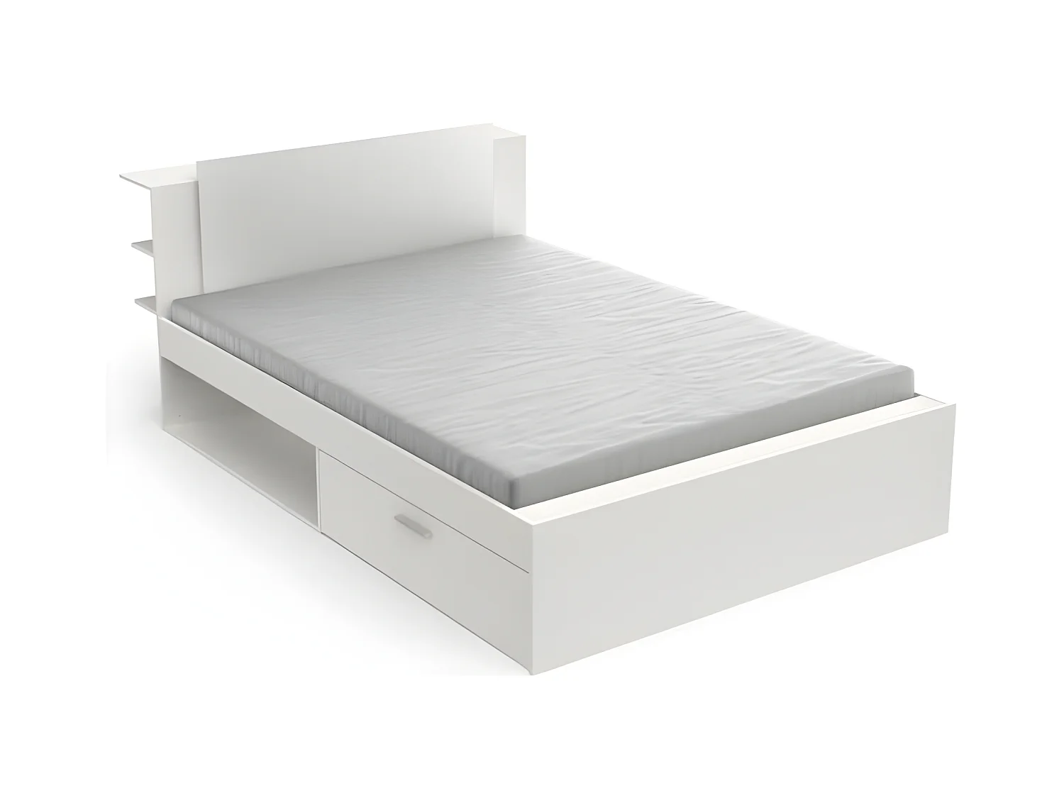 Bett in 140x190/200 cm mit 2 Schubladen und 2 Nischen - L144,7 cm