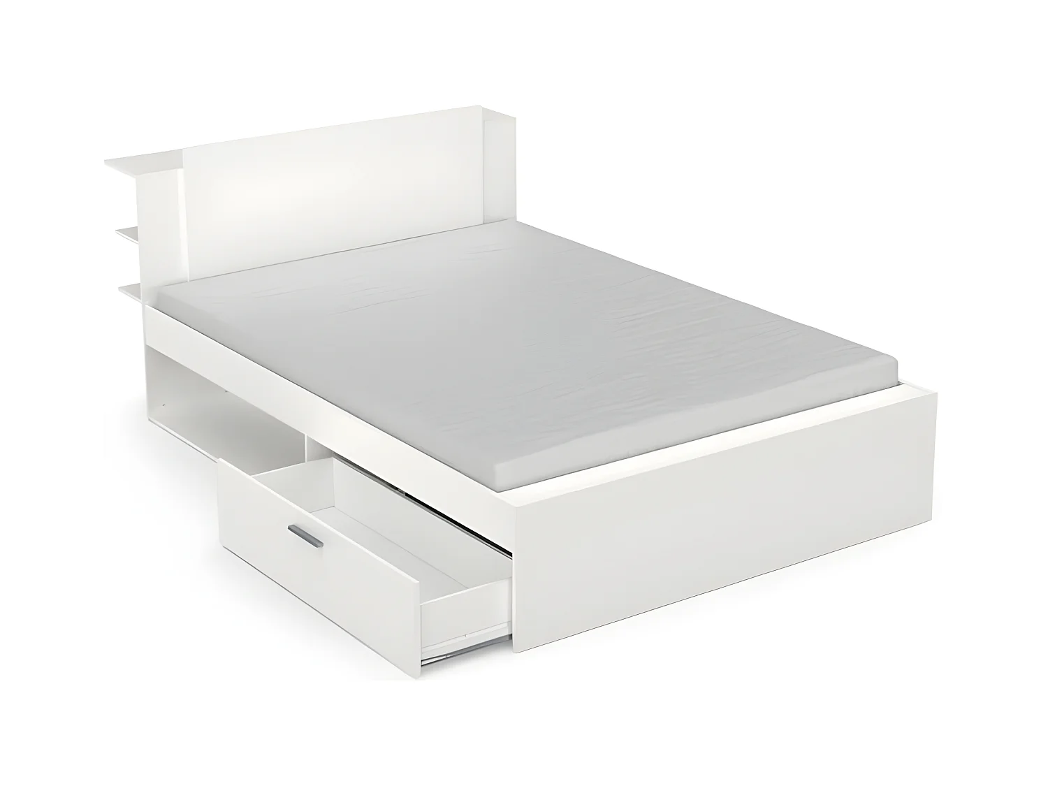 Bett in 140x190/200 cm mit 2 Schubladen und 2 Nischen - L144,7 cm