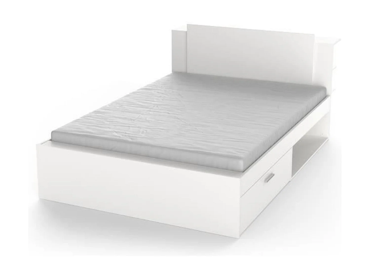 Bett in 140x190/200 cm mit 2 Schubladen und 2 Nischen - L144,7 cm