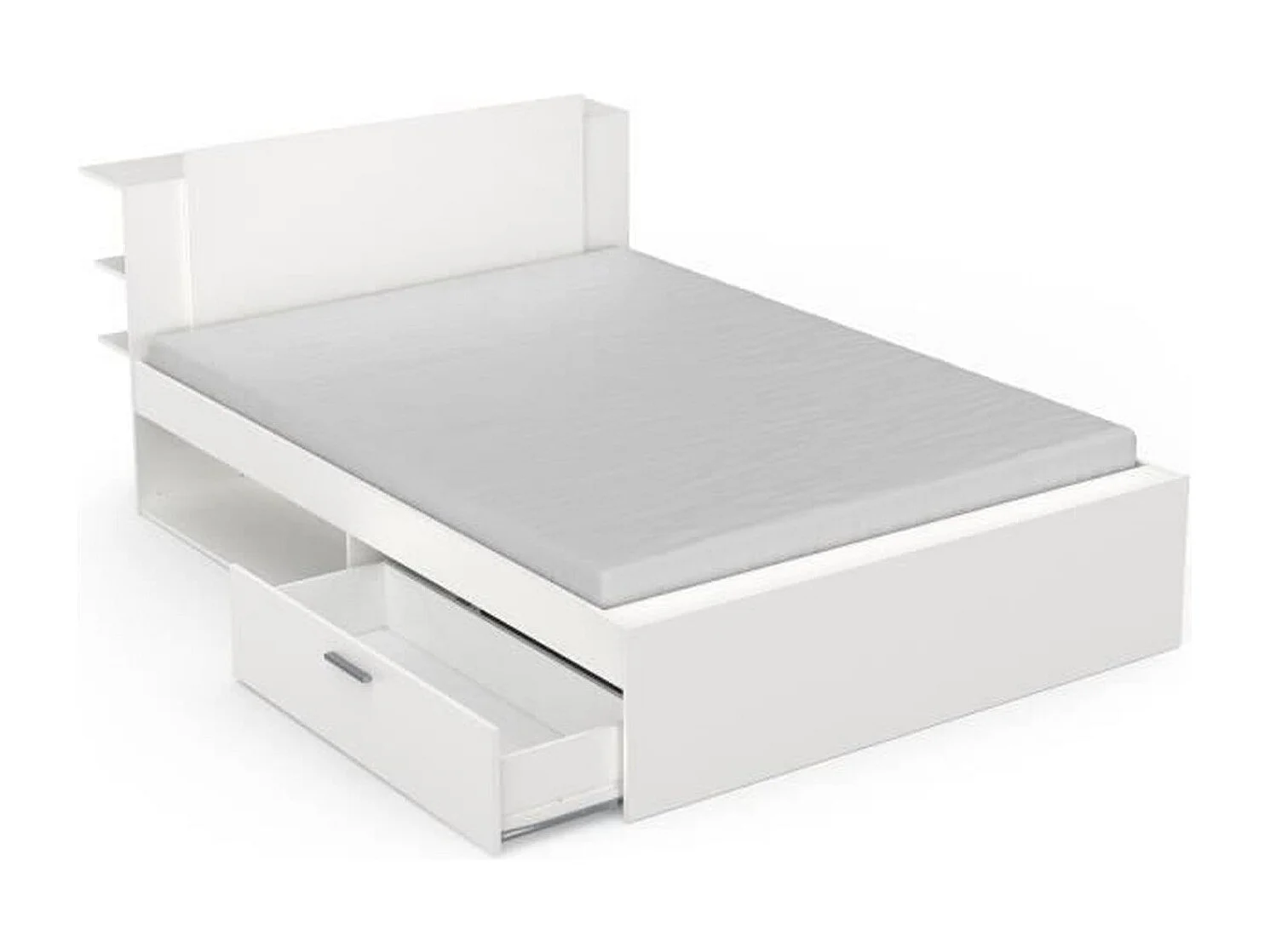 Bett in 140x190/200 cm mit 2 Schubladen und 2 Nischen - L144,7 cm