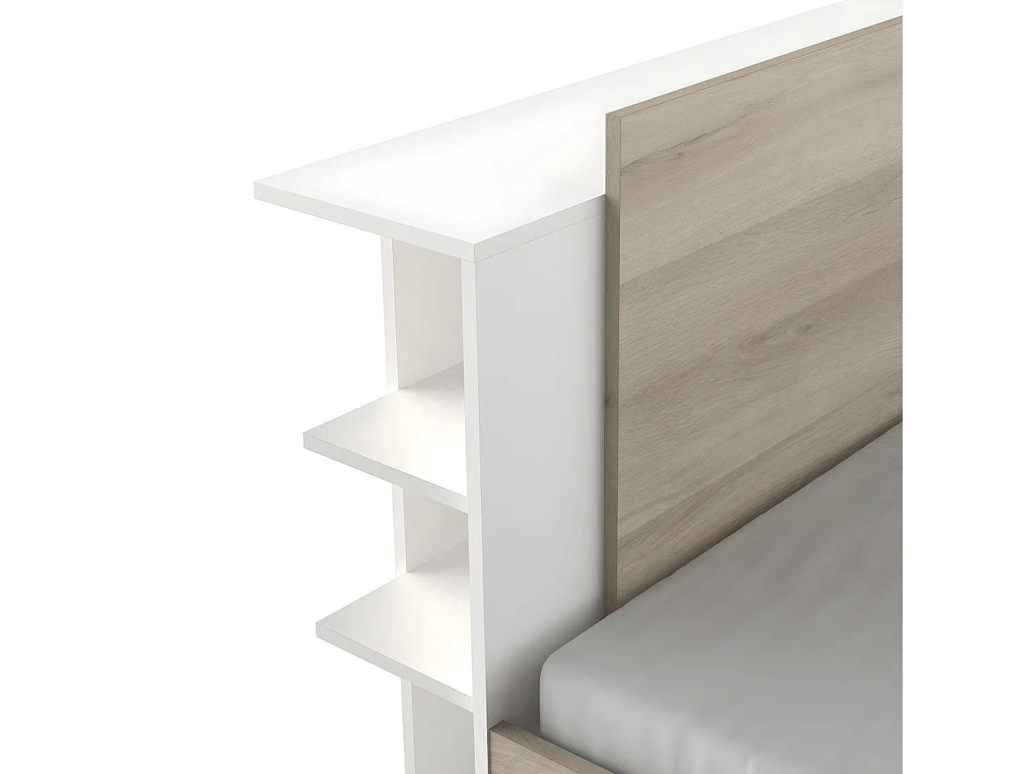 Cama de 140x190/200 cm con 2 cajones y 2 estantes - L144,7 cm