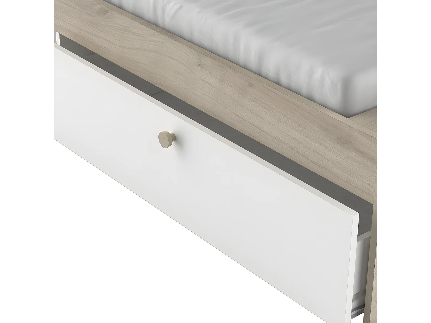 Cama de 140x190/200 cm con 2 cajones y 2 estantes - L144,7 cm