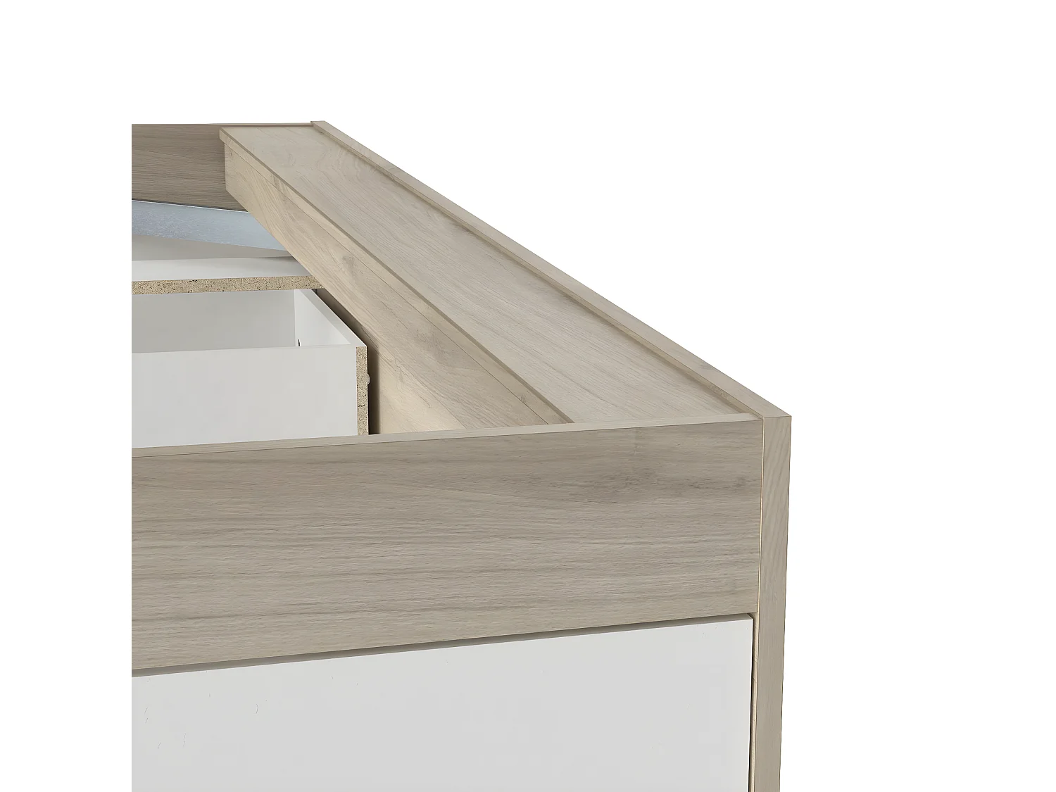 Cama de 140x190/200 cm con 2 cajones y 2 estantes - L144,7 cm