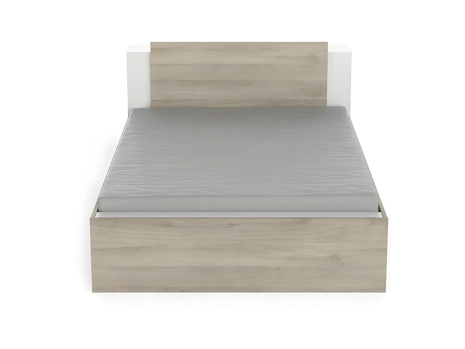 Lit en 140x190/200 cm 2 tiroirs et 2 niches - L144,7 cm
