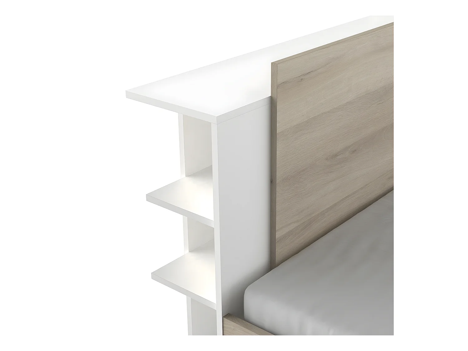 Letto 140x190/200 cm con 2 cassetti e 2 nicchie - L144,7 cm