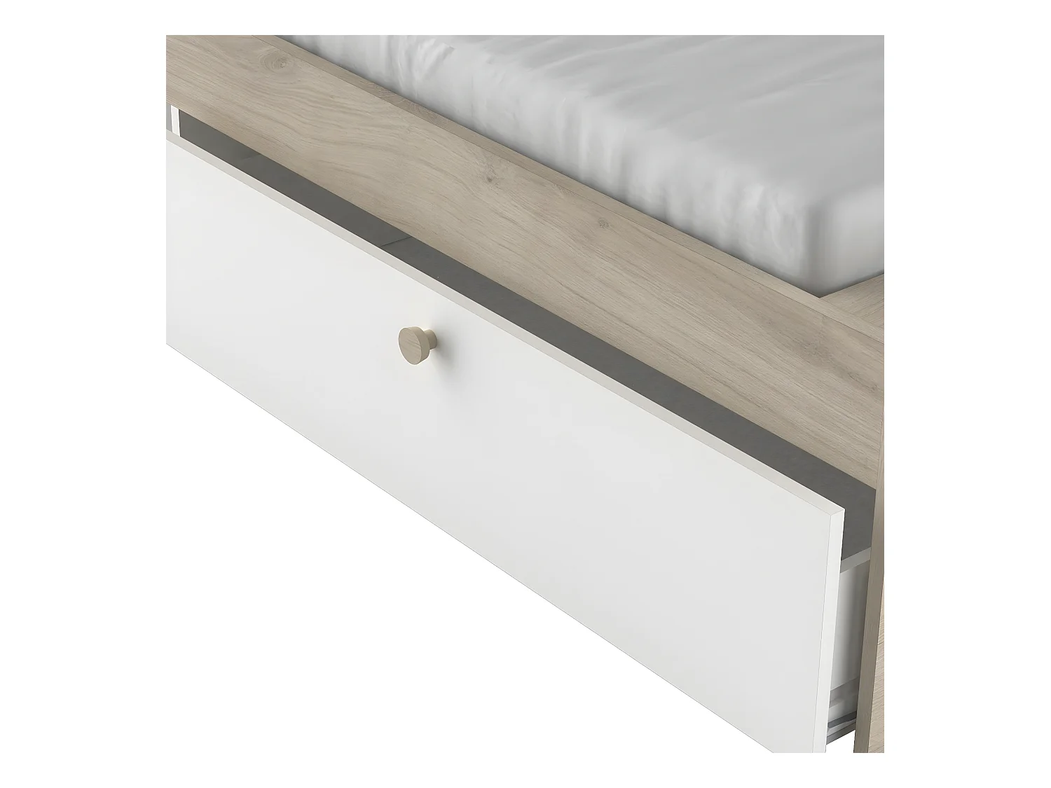 Letto 140x190/200 cm con 2 cassetti e 2 nicchie - L144,7 cm