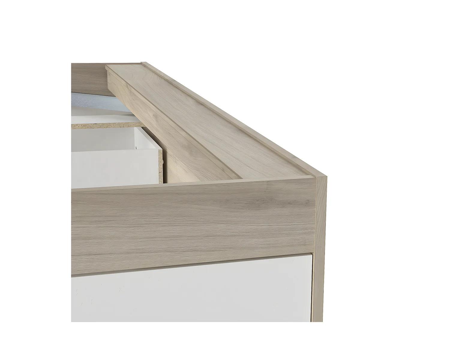 Letto 140x190/200 cm con 2 cassetti e 2 nicchie - L144,7 cm