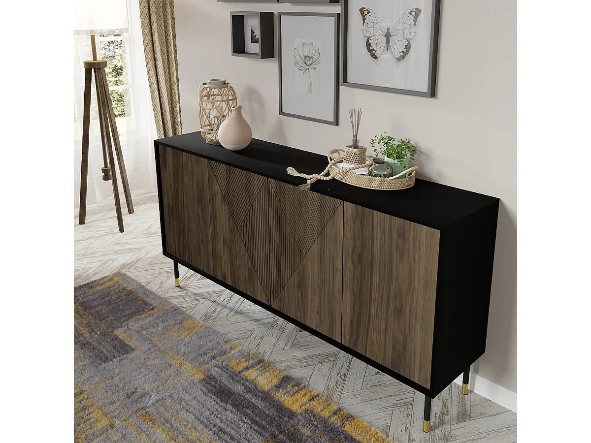 Bufé 4 puertas Aglaé Madera y Negro