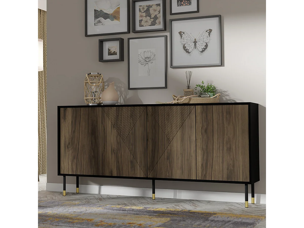 Bufé 4 puertas Aglaé Madera y Negro