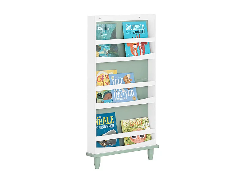 SoBuy Bibliothèque pour Enfants, Étagère à Livres à 3 Niveaux Étagère de Rangement pour Chambre d'enfants, 60x12x120 cm, Vert et Blanc KMB93-GR