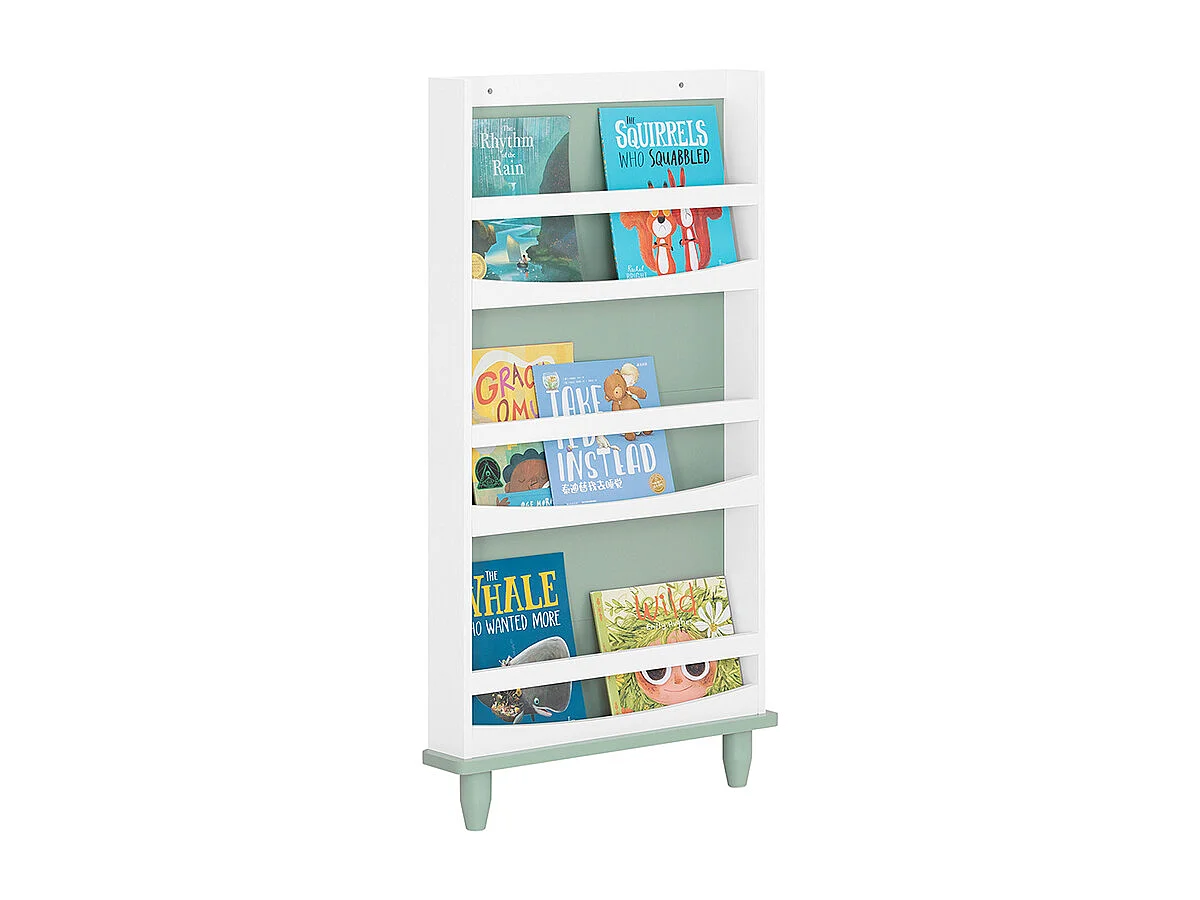 SoBuy Bibliothèque pour Enfants, Étagère à Livres à 3 Niveaux Étagère de Rangement pour Chambre d'enfants, 60x12x120 cm, Vert et Blanc KMB93-GR