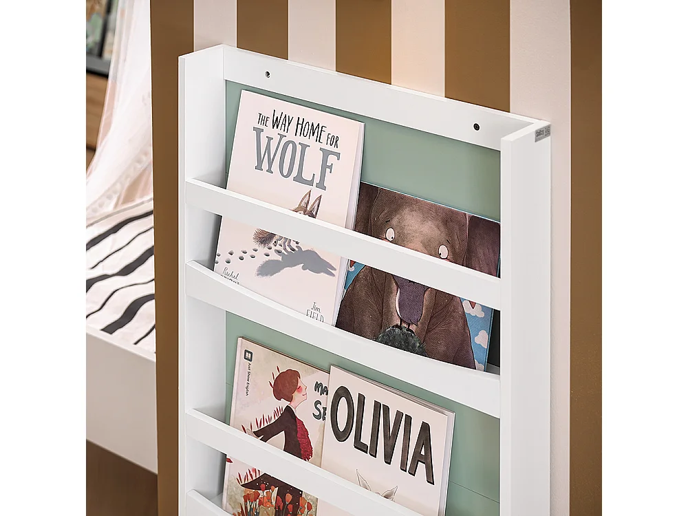 SoBuy Bibliothèque pour Enfants, Étagère à Livres à 3 Niveaux Étagère de Rangement pour Chambre d'enfants, 60x12x120 cm, Vert et Blanc KMB93-GR